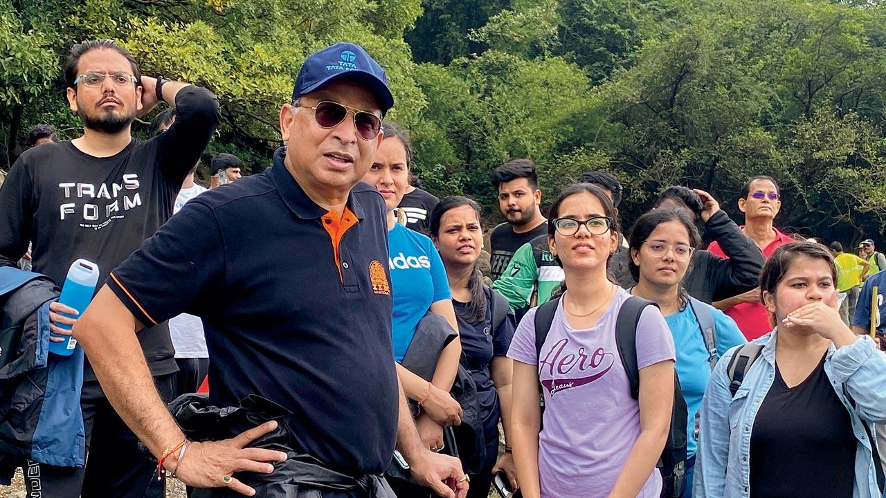 Dr Praveer Sinha with the trekking group during the trail