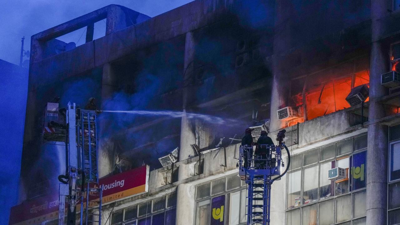 IN PHOTOS: Massive fire breaks out at building in Delhi's Barakhamba Road