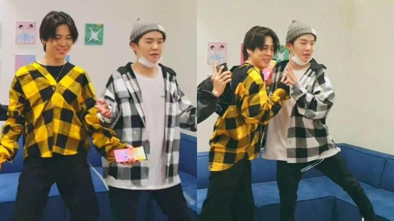 Cuteness overload! Namjoon and Jimin cosy up for the winter in matching jackets, mufflers and the most adorable fur winter caps
