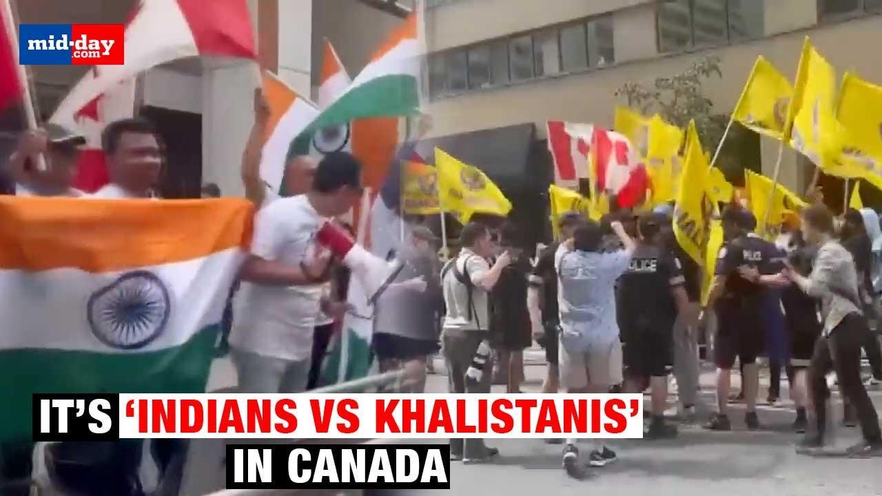Indians vs Khalistanis: Indians in Canada counter Pro-Khalistanis with Tricolour