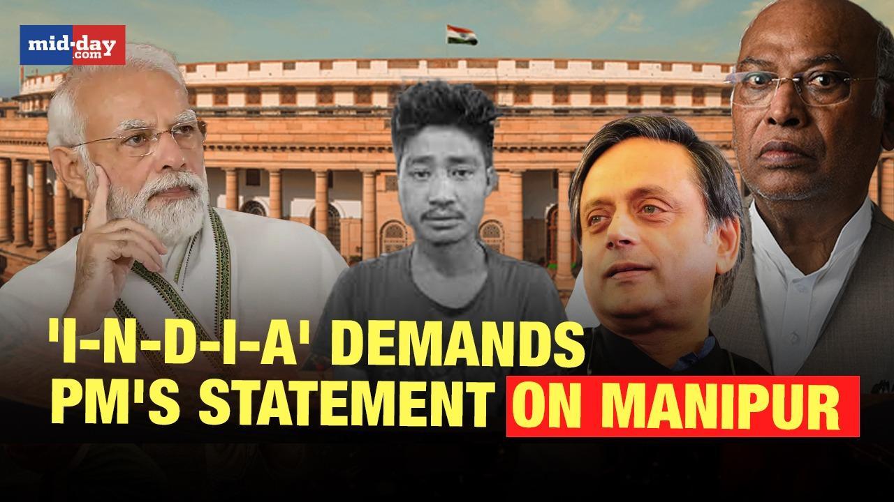Oppn parties protest outside parliament, demand PM Modi's statement on Manipur