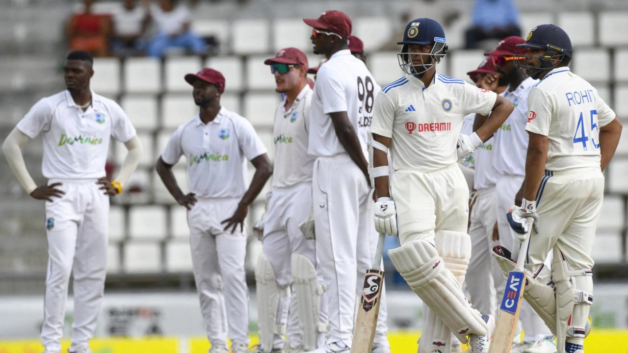 At stumps on day four, West Indies were 76 for 2 in 32 overs with R Ashwin removing Kraigg Brathwaite (28) and Kirk McKenzie (0). The hosts need another 289 runs on the final day for an improbable win. Tagnarine Chanderpaul and Jermaine Blackwood were batting on 24 and 20 respectively at close of play. The day saw multiple rain stoppages and only three overs could be bowled in the afternoon session. Rain is expected on day five as well and the unpredictable weather played a role in India's ultra attacking mindset with skipper Rohit Sharma (57 off 44) and Yashasvi Jaiswal (38 off 30) going hammer and tongs from ball one.