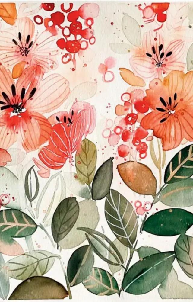 German artist Lena displays her paintings and the process she uses to create them. She shares tricks like how to use a watercolour painting to create coasters