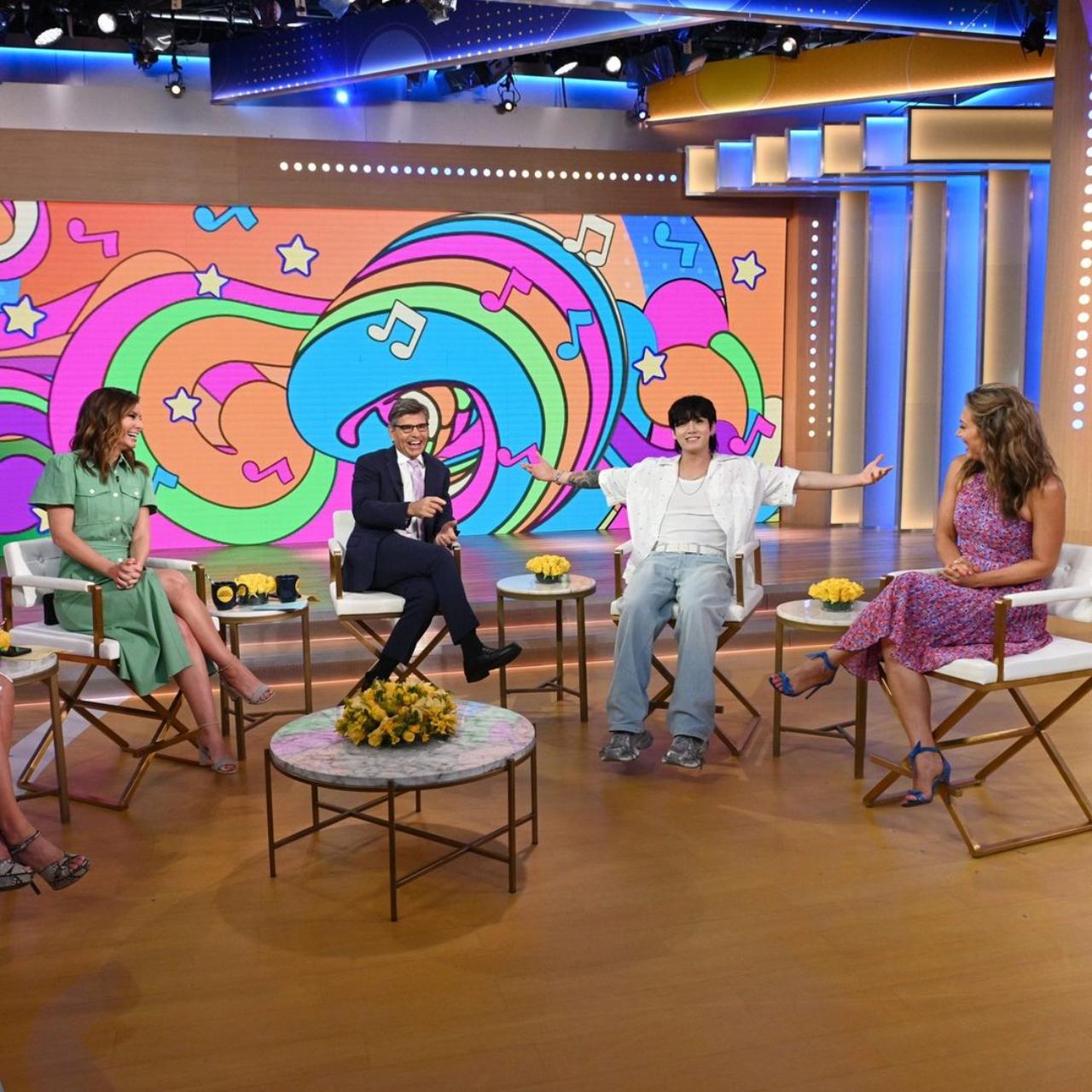 The interview was moved indoors following severe thunderstorms. Translator JuJu Chang helped overcome the language barrier. Jung Kook thanked ARMY, for their continued unwavering support and praised Latto for her unique contribution to the track