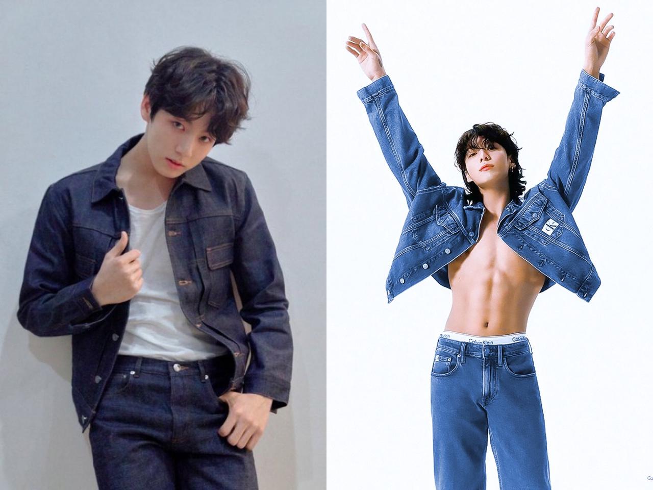 Denim is another staple in Jungkook's wardrobe. In 2018, BTS did an all denim, all-black hair concept photoshoot for their Love Yourself: Tear album and fans wanted to see (a lot) more