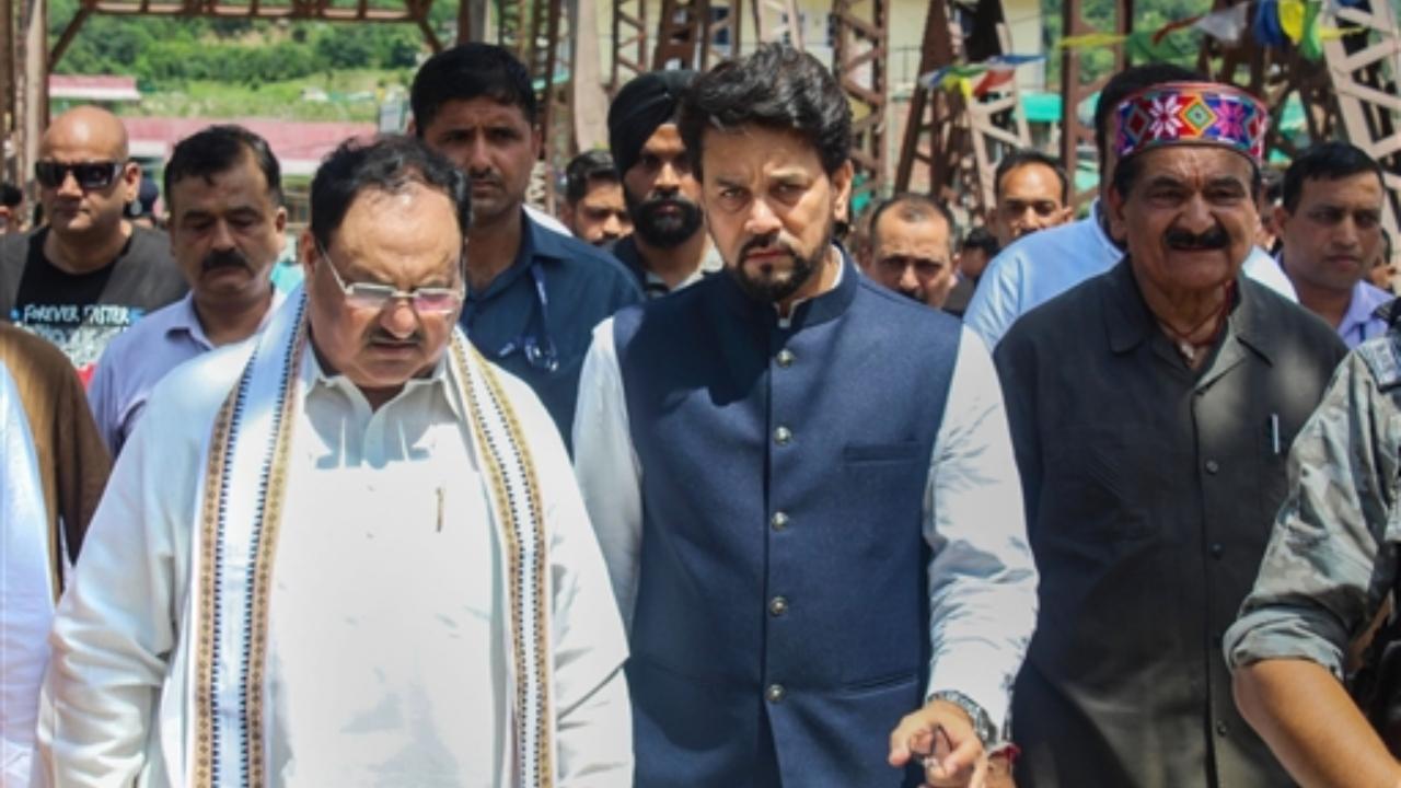 IN PHOTOS: JP Nadda, Anurag Thakur visit flood-affected areas in Himachal