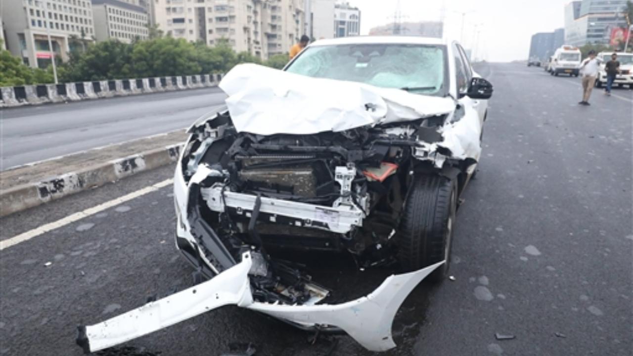 A damaged vehicle after an accident in Ahmedabad,Thursday, July 20,2023. At least 9 dead, 13 injured in a major accident involving multiple vehicles at ISKCON flyover
 