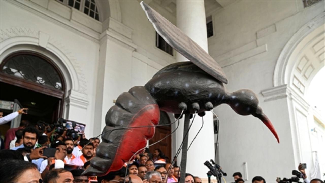 BJP asked Speaker Biman Bandyopadhyay to provide time for discussing the dengue issue in the House, and when it was rejected, they staged a walkout
 