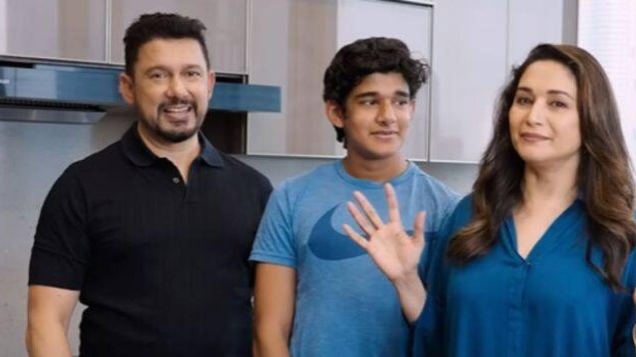 Madhuri Dixit and Shriram Nene prepare son Ryan for college life through crash course in cooking; see video