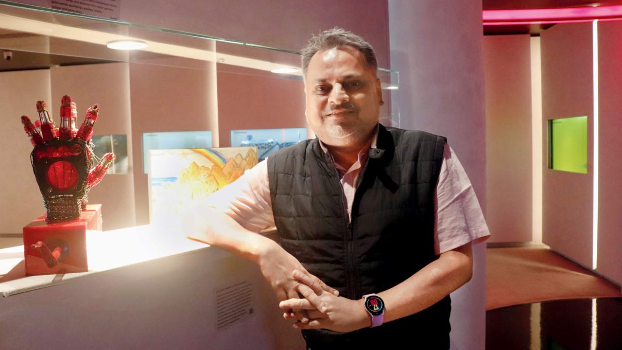 Jay Shah, Head, Cultural Outreach, in the museum’s The Big Bang section which also traces the now iconic Mahindra Blues festival. Pic/Anurag Ahire