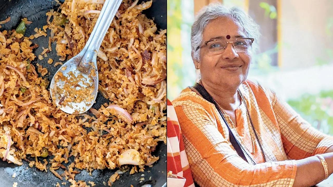 Karnataka Galmbyachi chutneyThis dried fish chutney has a coarse texture and is typically made in Mangalorean households in June and July. The ingredients — grated coconut, shredded dried fish, tamarind juice, oil, red chillies (byadgi), jeera, haldi, onion and green chillies — are lightly roasted and coarsely ground. It’s paired with pez, which is plain boiled red rice with the water retained, and eaten with dal.Gracy Pinto, home chef, MulundLog on to: @pintsinterests  
