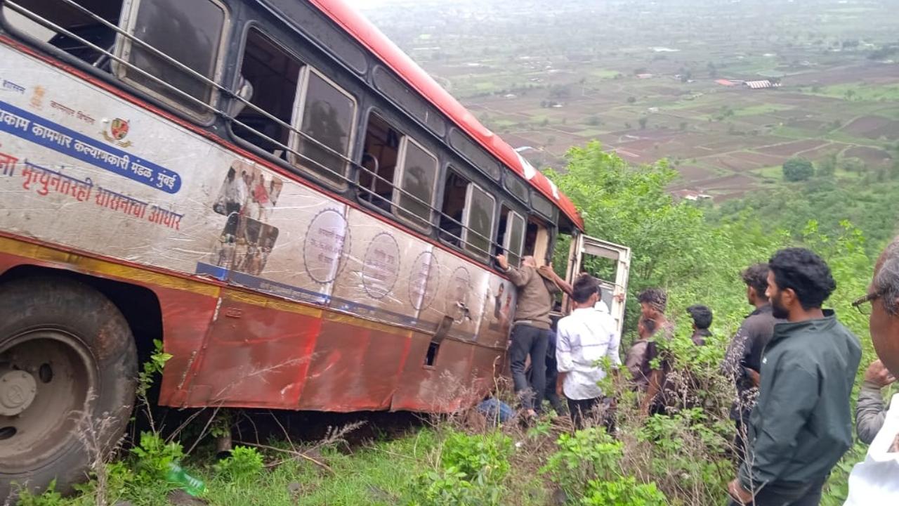 On Tuesday night, the MSRTC bus had come to Saptashrungi Garh from Khamgaon in Buldhana district. The bus was going back on Wednesday morning when the driver lost control of the vehicle and it fell into a 150-foot-deep gorge