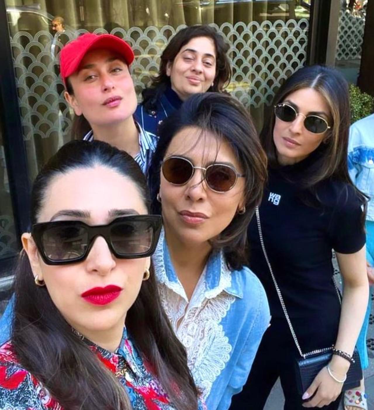 This cute picture shared by Neetu Kapoor is from their family vacation. She is seen posing with Kareena Kapoor, Karisma Kapoor and her daughter Riddhima in the photo