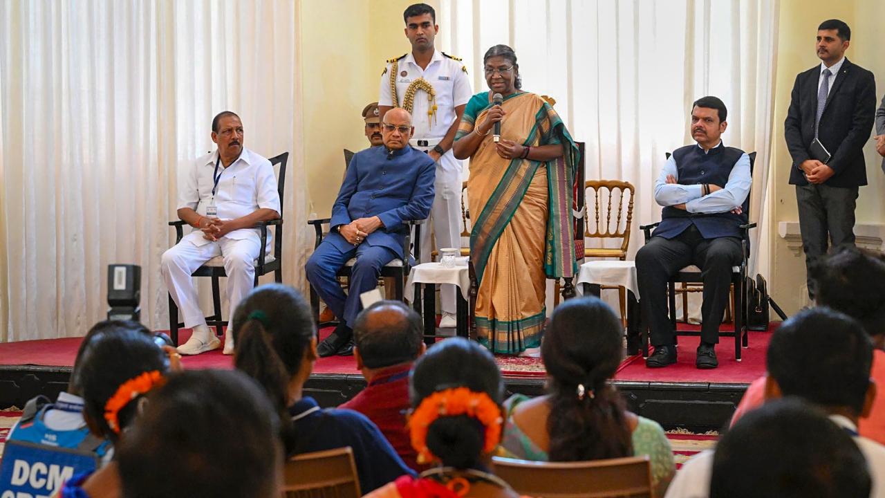 President Droupadi Murmu reached Mumbai on Thursday, she will attend a civic reception at the Raj Bhavan to be hosted in her honour by the Maharashtra government