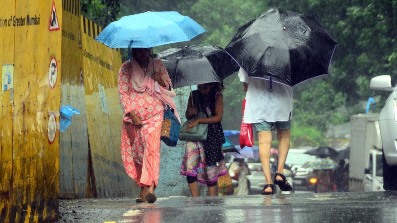 The India Meteorological Department (IMD) on Sunday predicted 'moderate spells of rain' with a possibility of heavy rainfall at isolated places in Mumbai and its suburbs. Pic/Satej Shinde