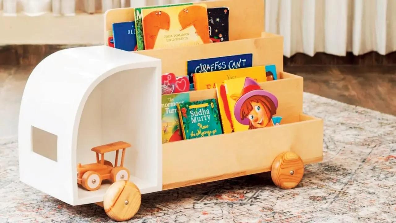 For the bachcha partyEncourage reading among your children with this portable bus bookshelf for your young ones. The wooden case also comes with storage space. Log on to @woodokidzcost Rs 6,750