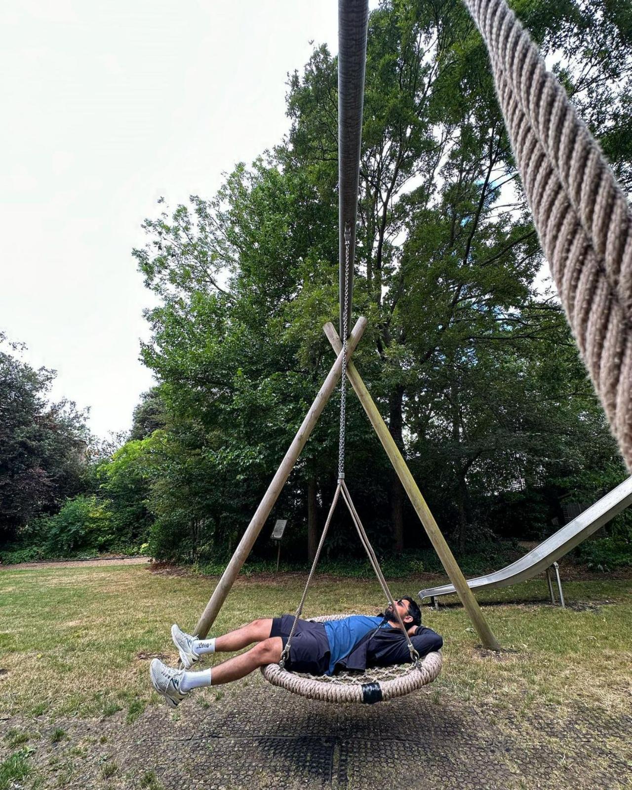 After a long walk, Karan Boolani chills on this hammock
