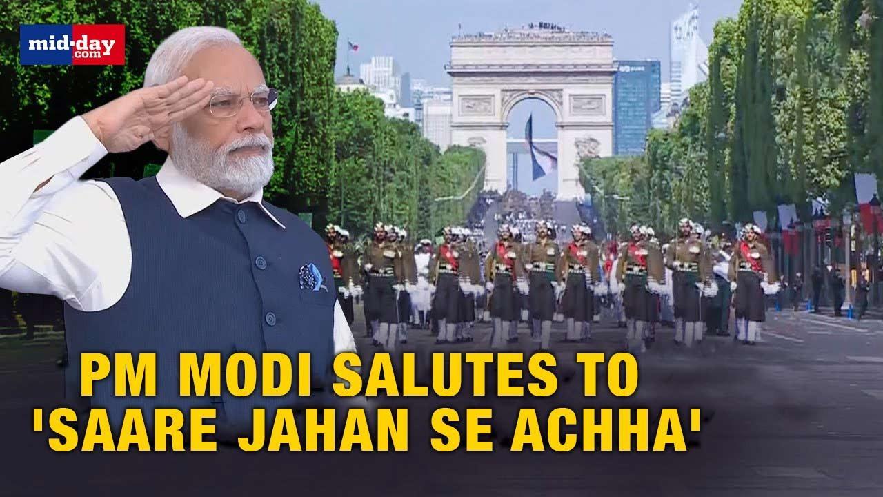 PM Modi France Visit 2023: PM Modi salutes to 'Saare Jahan Se Achha'