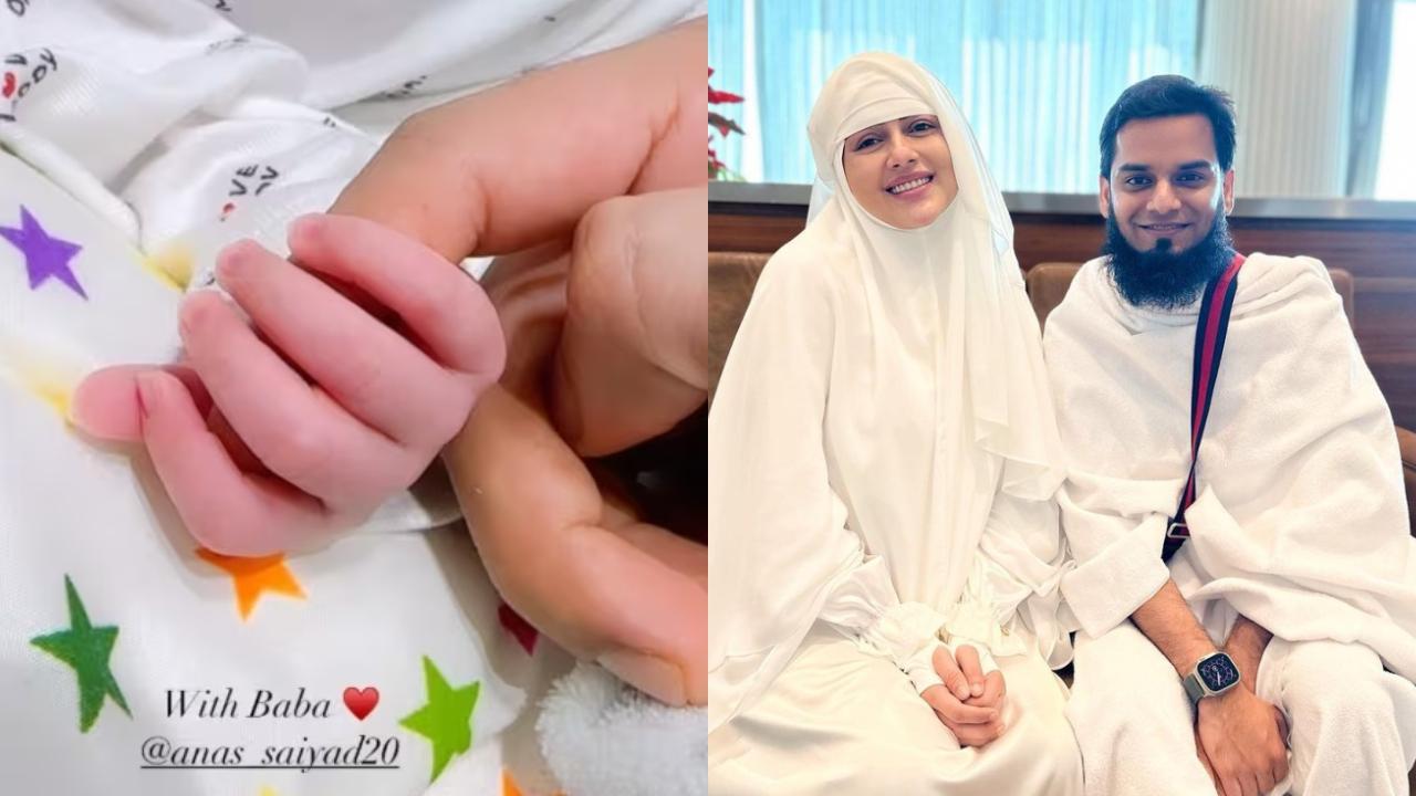 Sana Khan shares first glimpse of newborn baby boy, introduces him to Quran. pic image