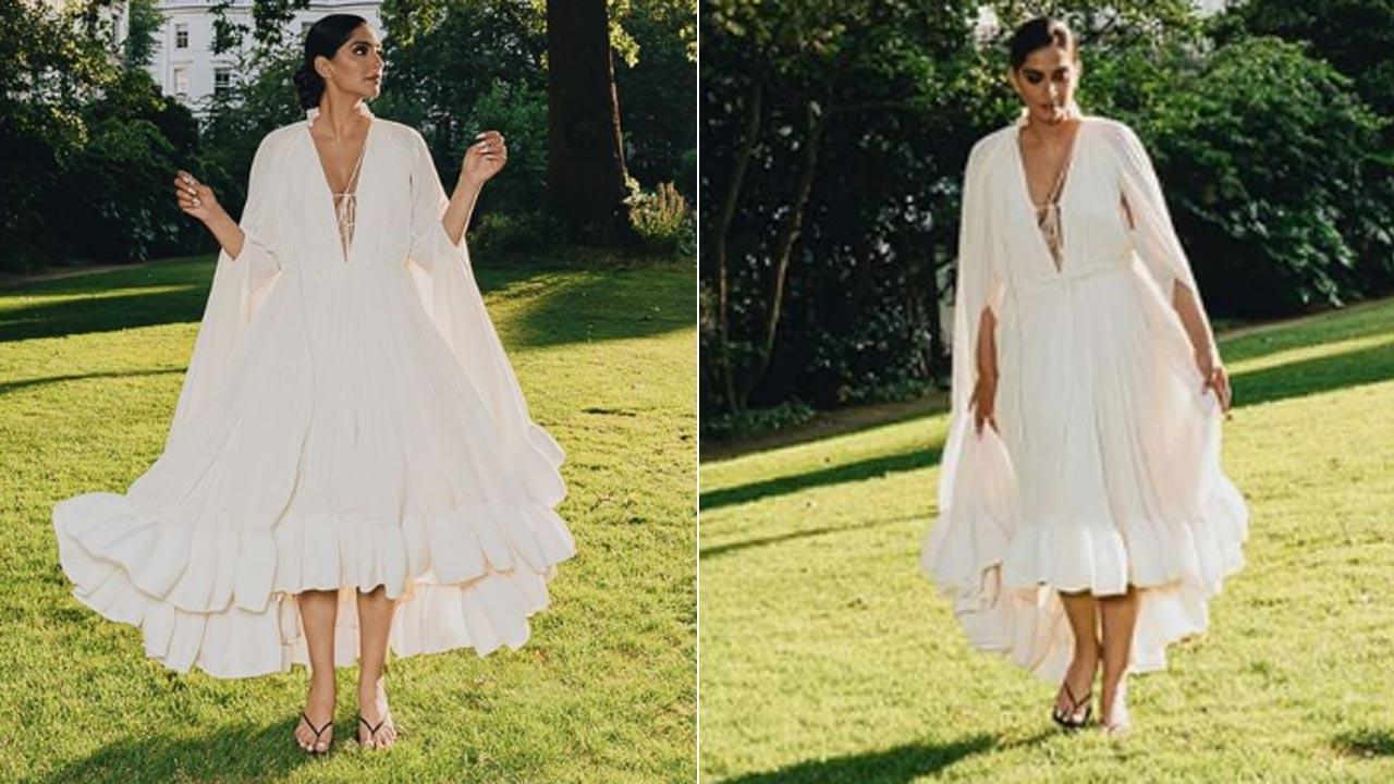 Sonam Kapoor styles regal white and gold lehenga with Rs 4k floral juttis -  India Today