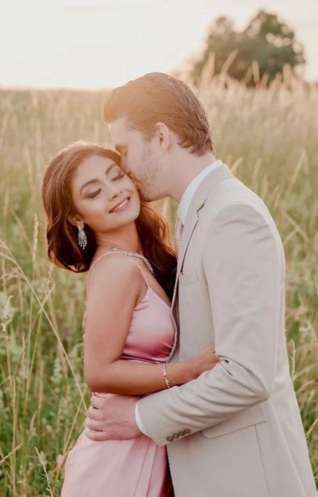 The couple were captured in romantic poses as they turned man and wife
