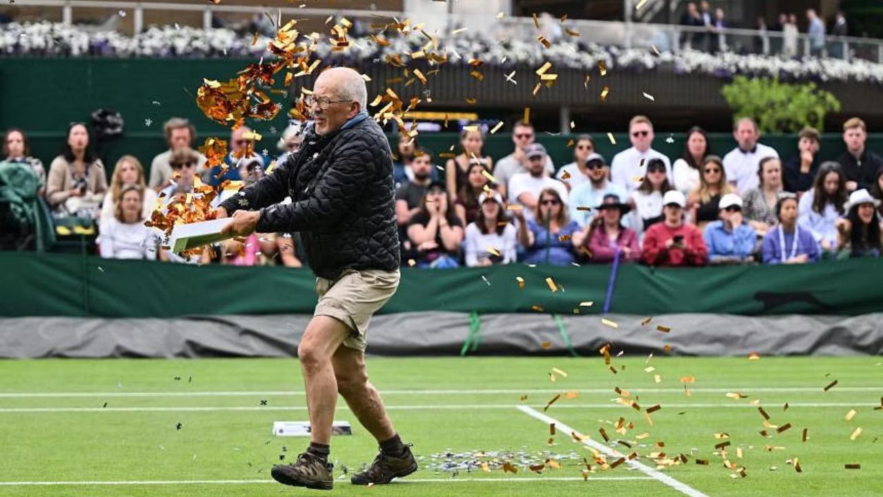 Wimbledon: Three arrested for interrupting matches by throwing confetti on court