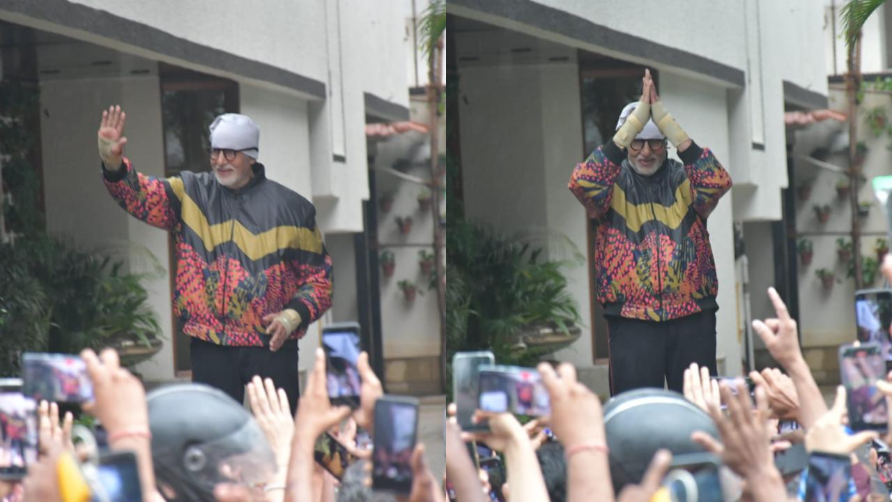 Amitabh can be seen waving to and folding his hands respectfully to the throng of devoted fans. This tradition has been a long-standing one, and Amitabh often takes to his Twitter handle to post on the Sundays that he cannot come outside to greet his admirers