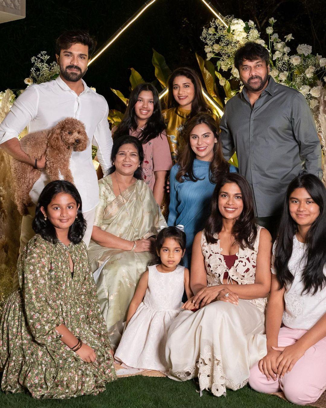 A photo from Upasana's baby shower. Ram and Upasana have a very supportive family. On the occasion of their 11th anniversary, Ram's father and Telugu megastar, Chiranjeevi Konidela took to Twitter to extend his best wishes for the couple as he showered his blessings on them. He tweeted, 