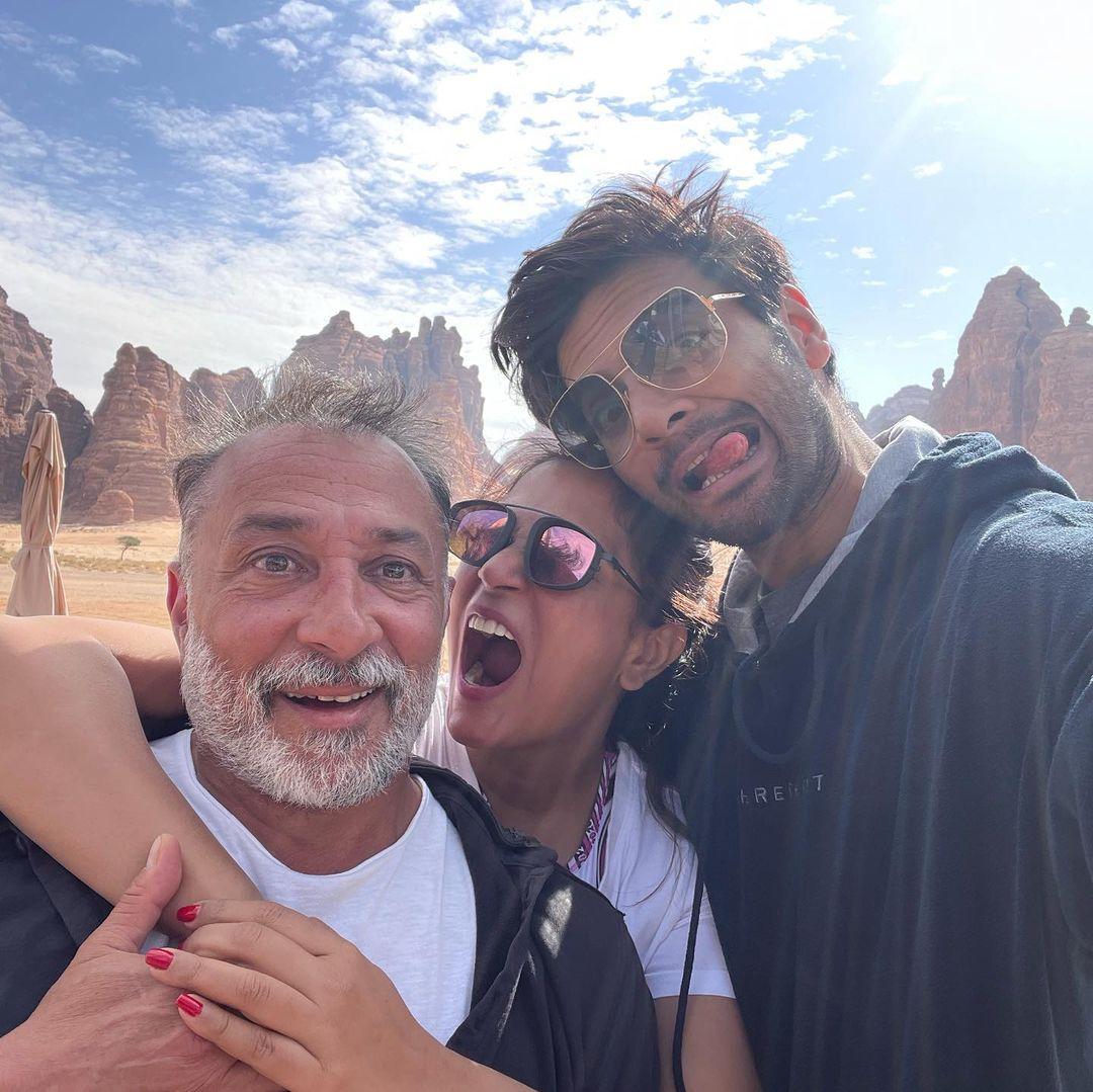 Richa Chadha is seen posing with Ali and 'Kandahar' actor Vassilis Koukalani. They seem to have a lot of fun in between the shots