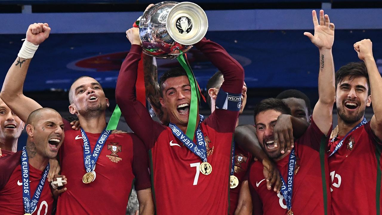 First International Trophy
Ronaldo won his first international trophy with Portugal at the 2016 Euros in France. He scored three goals on the way to the final as well as the decisive spot kick in a shootout against Poland in the quarter-final. But in the final against France he was stretchered off after 25 minutes. Eder scored the game's only goal in extra-time and captain Ronaldo still lifted the trophy.