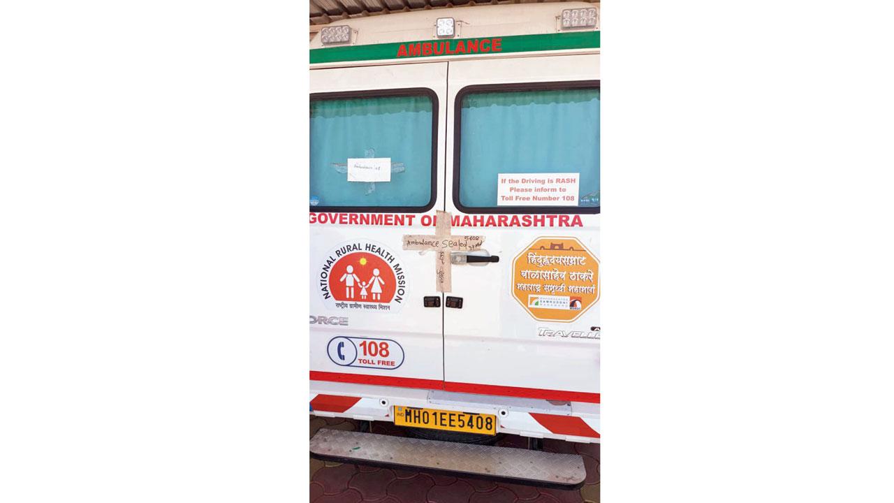 The ambulance at the naka which is kept sealed