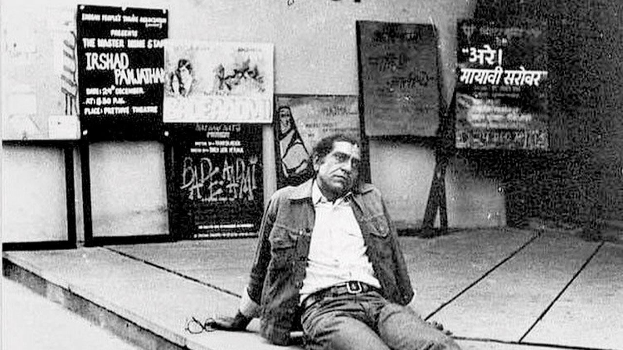 An archival image of Amrish Puri in front of Prithvi Theatre in the 1970s. Pic courtesy/Instagram