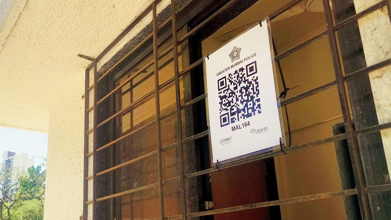Police paste a QR code for patrolling team to register every hour at night