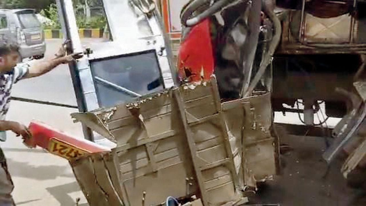 The speeding luxury bus collided with a BEST bus at Everard Nagar near Sion
