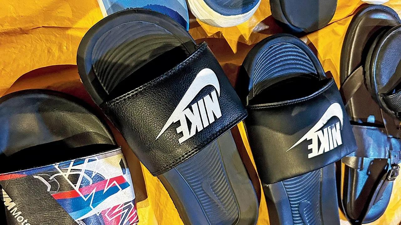 A first copy of Nike flip flops can be found at the market. These plain black flip flops are comfortable and are identical to the original and cost Rs 650. 