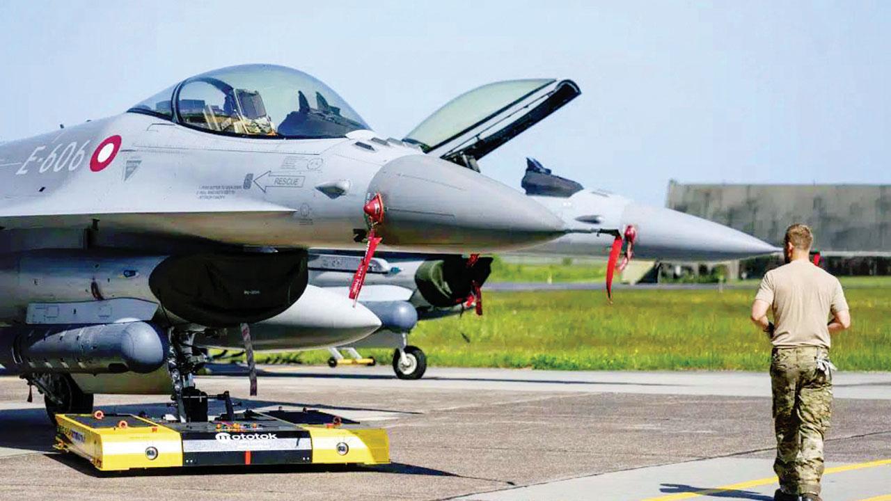 A Danish F-16 fighter jet at Fighter Wing Skrydstrup near Vojens, Denmark. Pic/AP