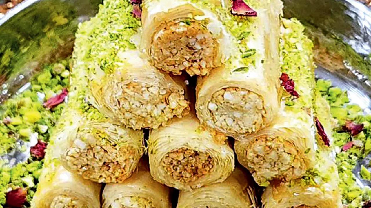 Besides the classic baklavas, Doyen Foods serves a Syrian version with more pistachios, and the Arabic ones with cashews and almonds. There’s also a version made using Turkish cream and a cold one made using milk. A one kilo box of this is available for Rs 2,000 onwards and can be ordered on 9820079670.