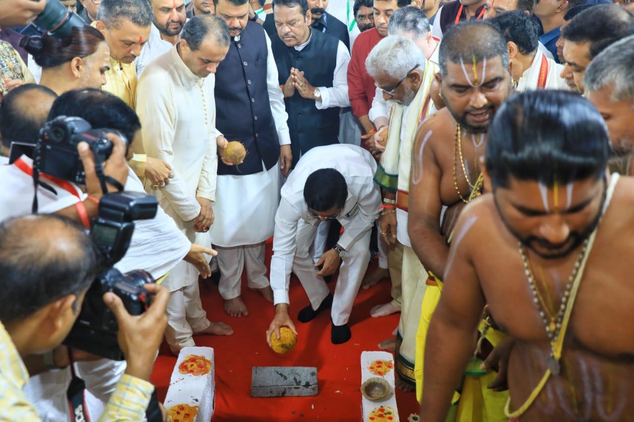 Among those present during the 'bhoomi pujan' on Wednesday included Deputy Chief Minister Devendra Fadnavis, Raymond company Chairman and Managing Director Gautam Singhania, TTD trust board Chairman YV Subba Reddy and its Executive Officer AV Dharma Reddy