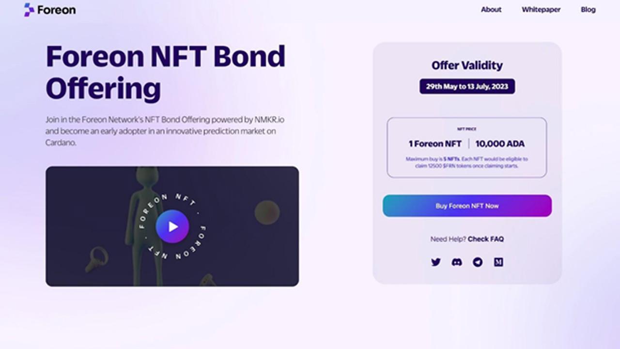 Exclusive NFT Offering by a Cardano-Based Prediction Market, Foreon Network, Records 20% Minting in Hours