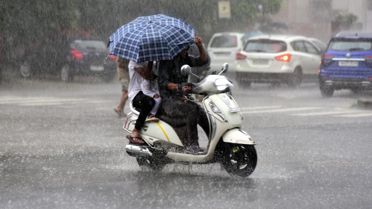In the last 24 hours, there were 26 incidents of tree fall, 15 of short-circuit, and five incidents of collapse/partial collapse of houses in Mumbai, as per BMC
In Pic: Heavy rains lashed Mumbai on Wednesday (Pic/Shadab Khan)
 