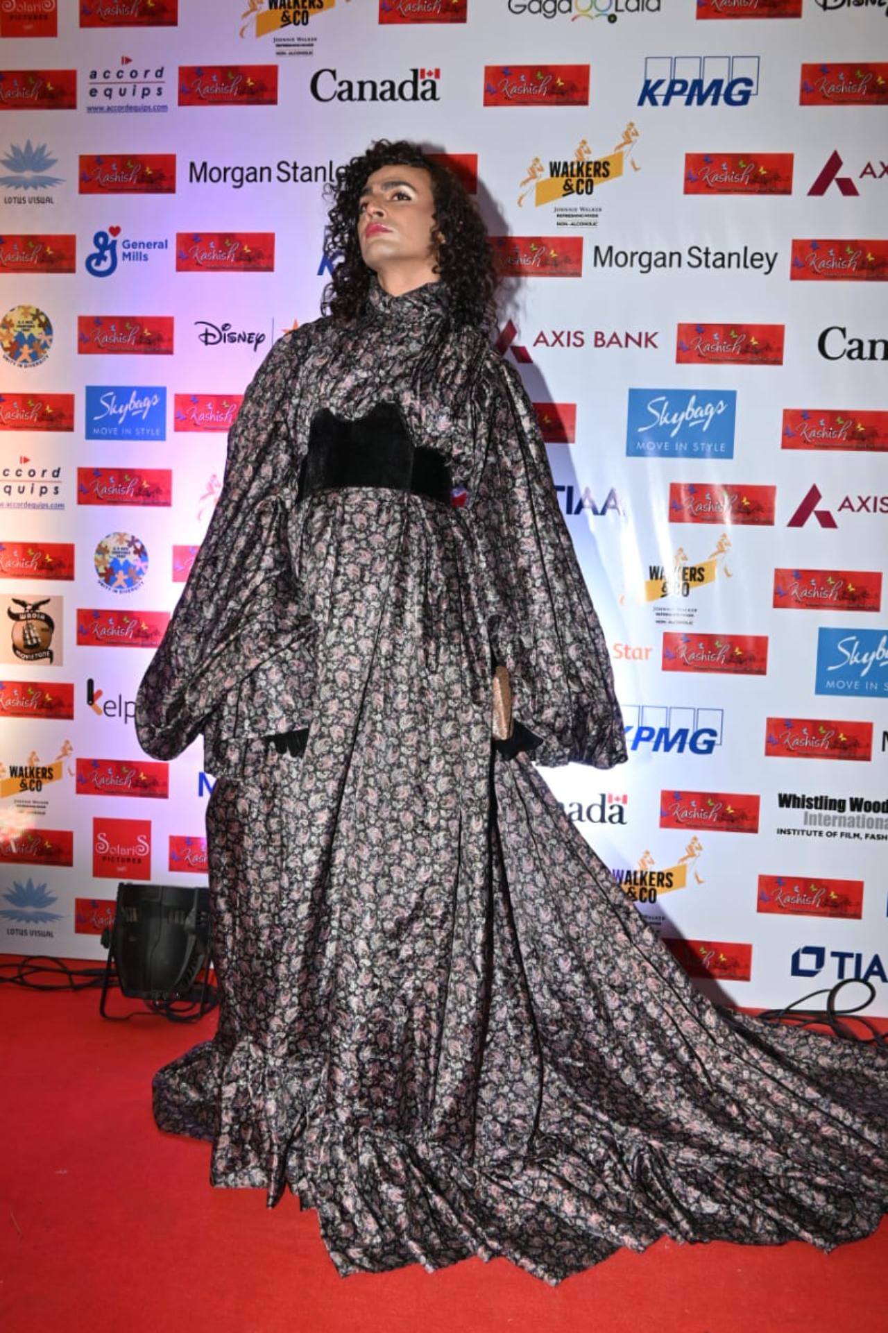 Pooja Solanki who indentifies as non binary is an artist and walked the red carpet in a stellar gown