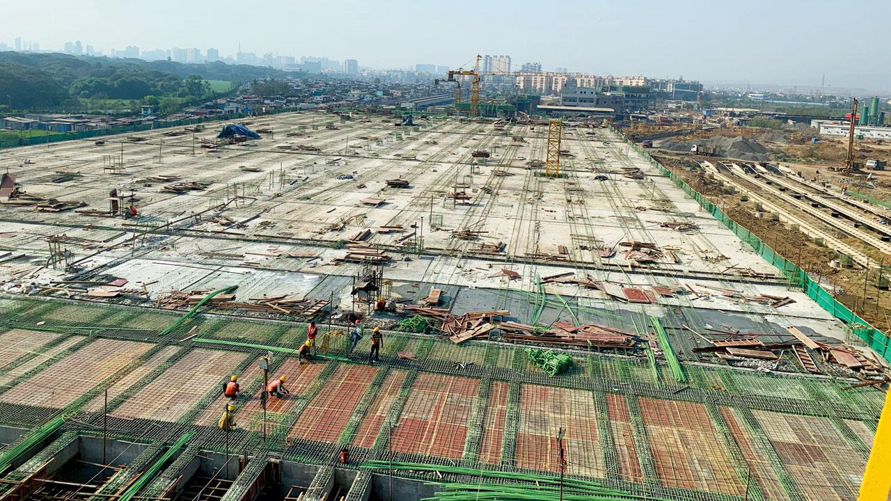 Nearly 70 per cent of the work of the Yellow Line 2 car shed at Mandale in Mankhurd, one of the biggest, is over