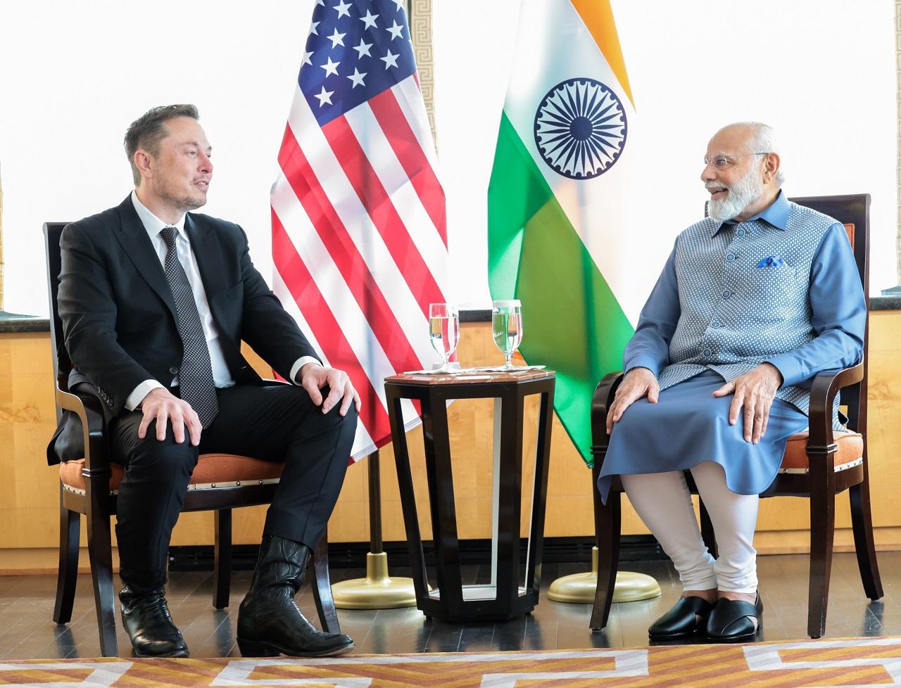 Prime Minister Narendra Modi on Tuesday met prominent US personalities from different walks of life, including Tesla CEO Elon Musk
