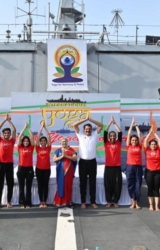 Yoga was also conducted by naval personnel on board naval ships and submarines on the high seas and in five foreign ports, the official statement said