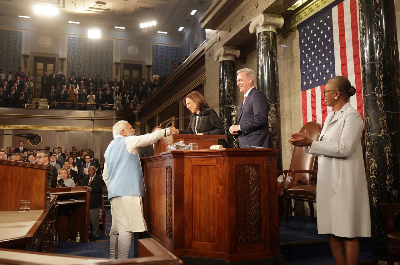 PM Modi waved to the diaspora in the galleries overhead before he began his address. Modi's address received about 15 standing ovations from US lawmakers and multiple applauses