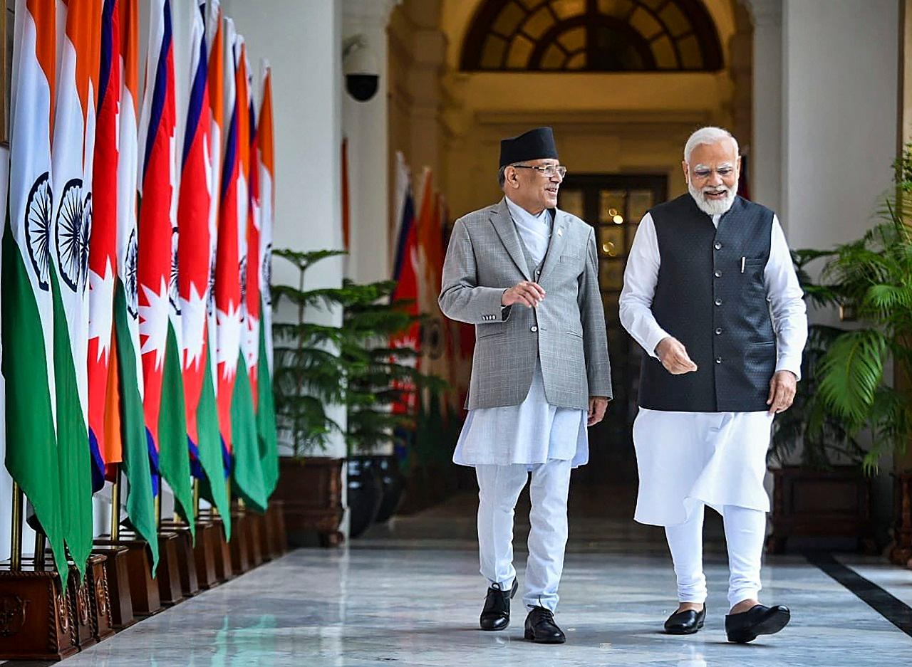 The Nepalese prime minister began his four-day visit to India on Wednesday