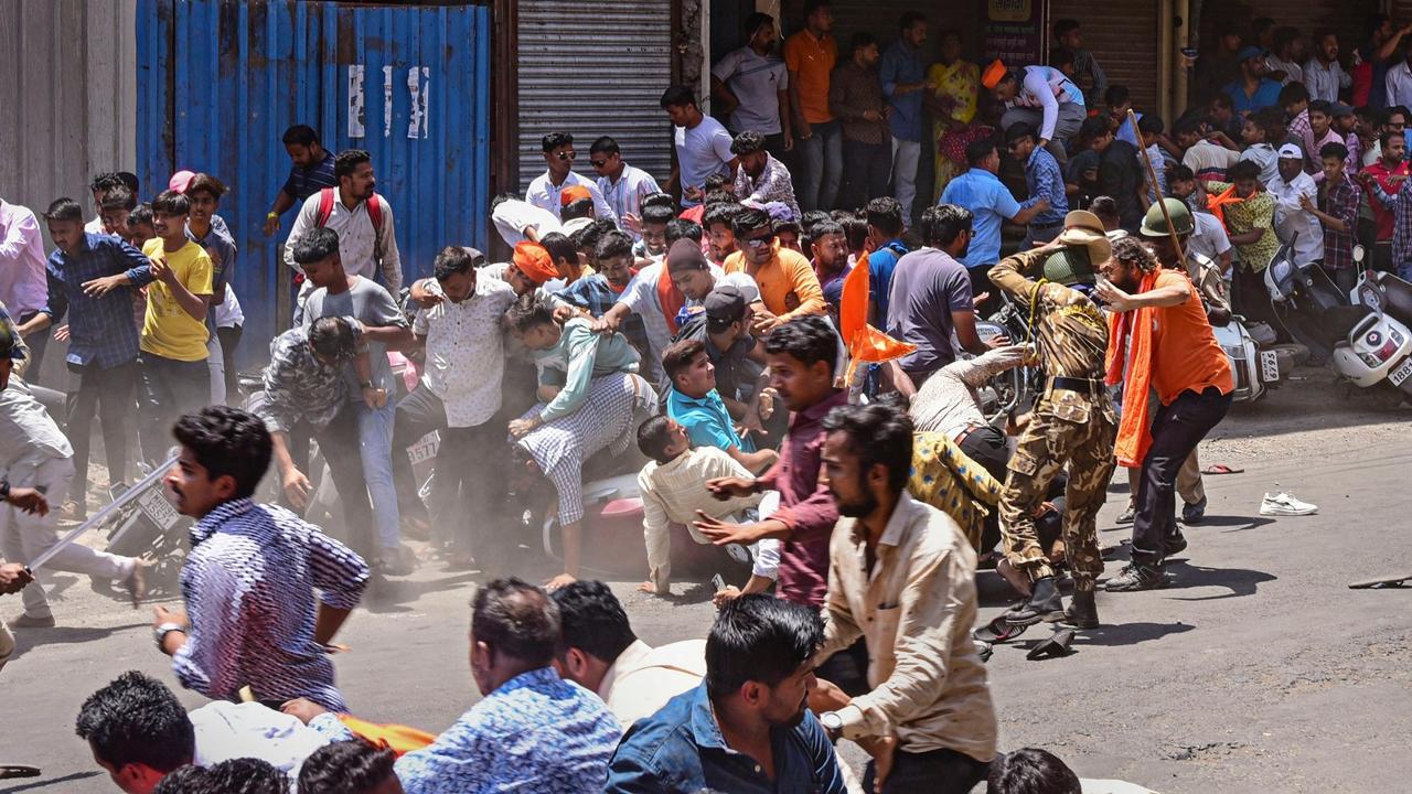 Tension gripped the city on Tuesday after two men allegedly put 18th-century Mysore ruler Tipu Sultan's image along with an offensive audio message as their social media status. The next day, the police had to disperse hundreds of protesters after they hurled stones during a demonstration at Shivaji Chowk against the alleged use of Tipu Sultan's image. 