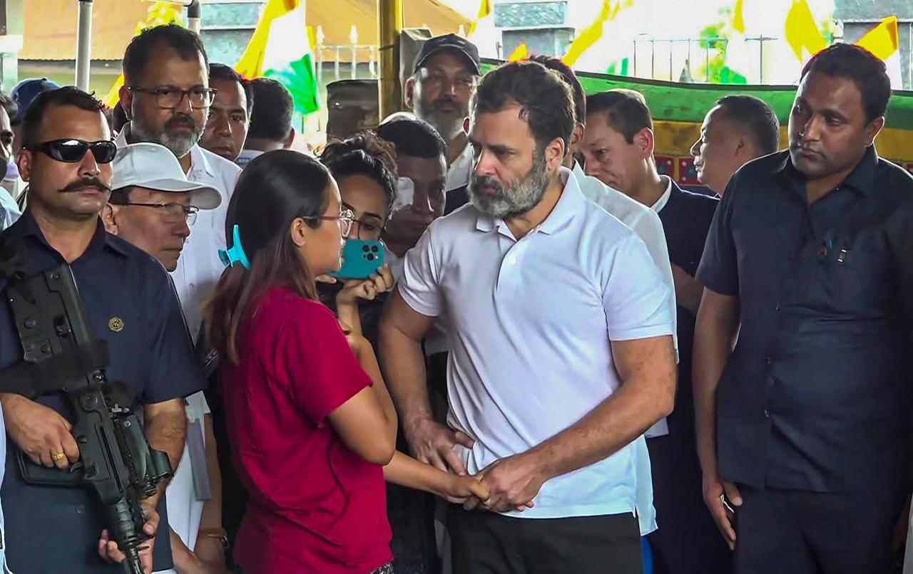 Rahul Gandhi was accompanied by former Manipur chief minister Okram Ibobi Singh, party general secretary (organisation) KC Venugopal, PCC president Keisham Meghachandra Singh and former MP Ajay Kumar