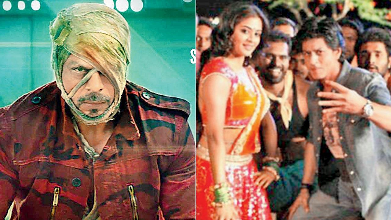 Jawan’s first look; (right) Priyamani with Shah Rukh Khan in Chennai Express
