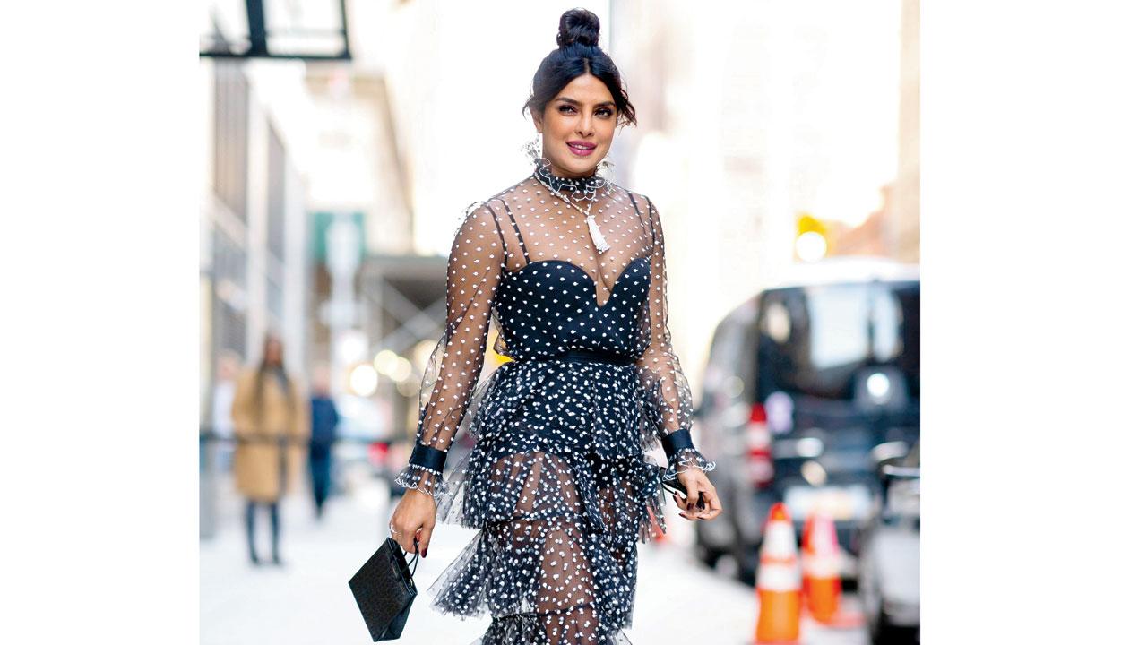 Priyanka Chopra wears a casual ruffle dress. Pic/Getty Images